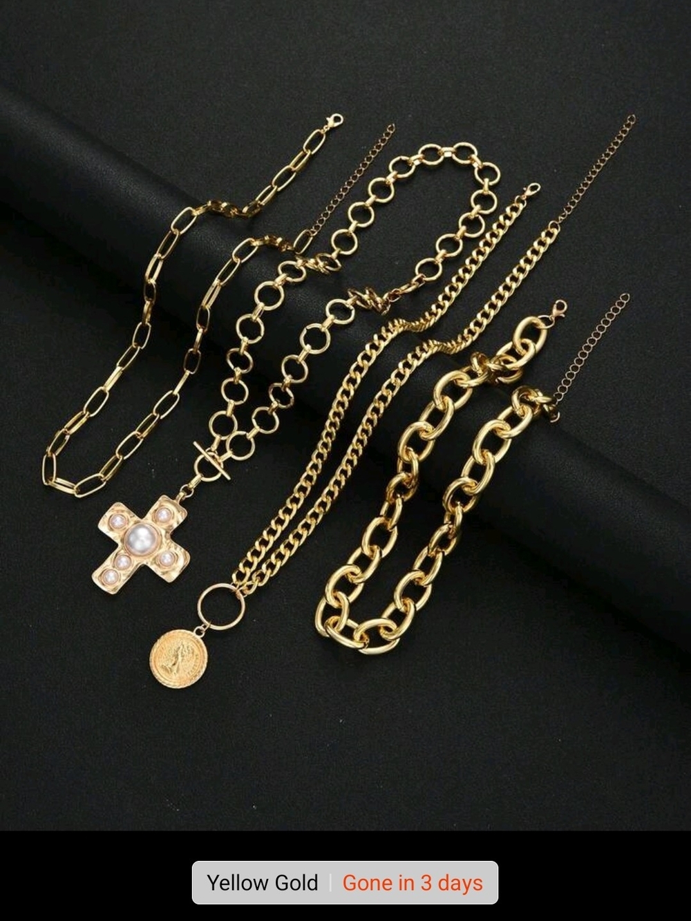 Gold Layered Pearl Cross Pendant Necklace - Women Jewelry - Picture 6 of 6